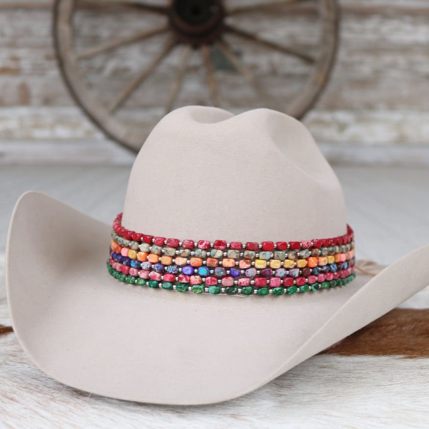 Chunky Pink Rose Stone Hat Band - Blush