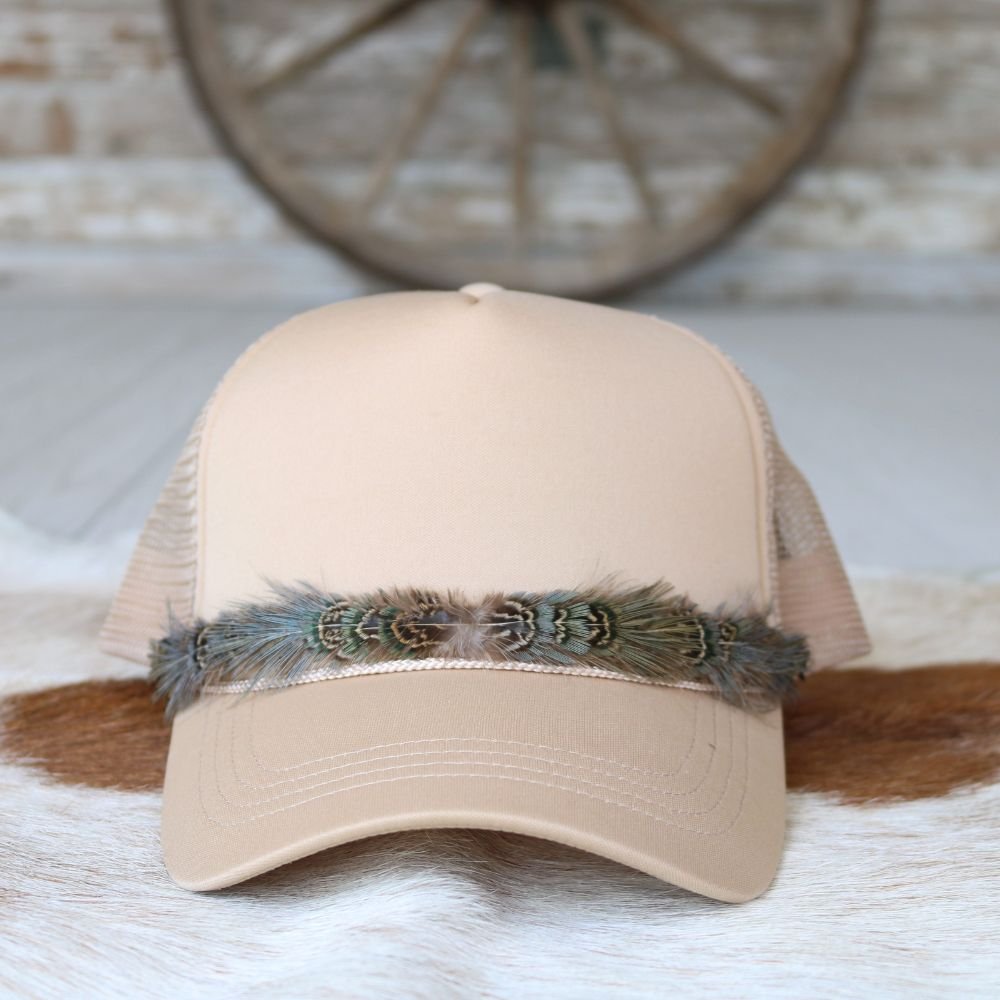 Mini Feather Hat Band for Trucker Caps – Dove
