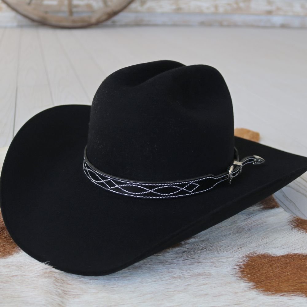 Black Leather Boot Stitch Hat Band