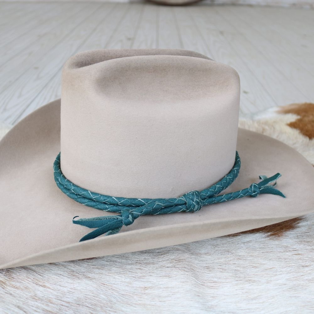 Teal Braided Leather Hat Band