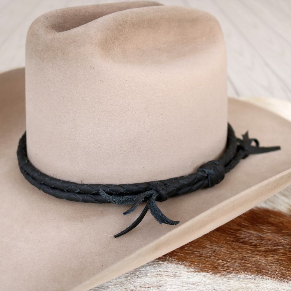 Black Braided Leather Hat Band