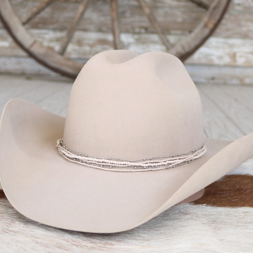 Cream Multi-Strand Beaded Hat Band