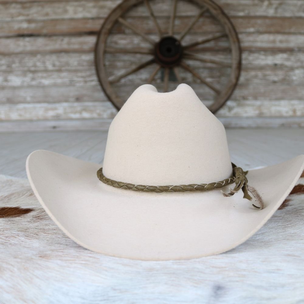 Olive Braided Leather Hat Band