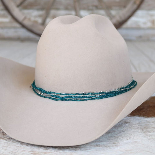 Teal Multi-Strand Beaded Hat Band