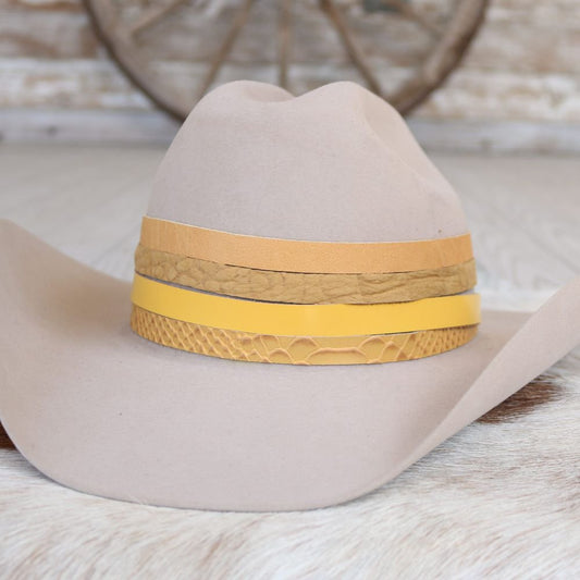 Yellow Leather Hat Band Variety Pack – 4 Pack