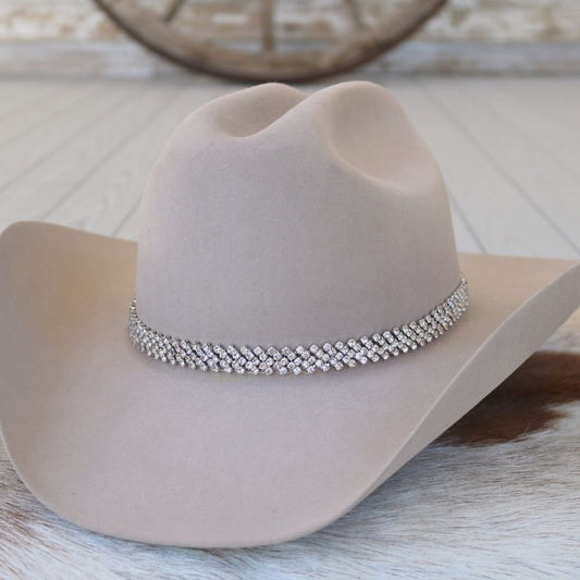 Silver Rhinestone Bling Hat Band - Harlow