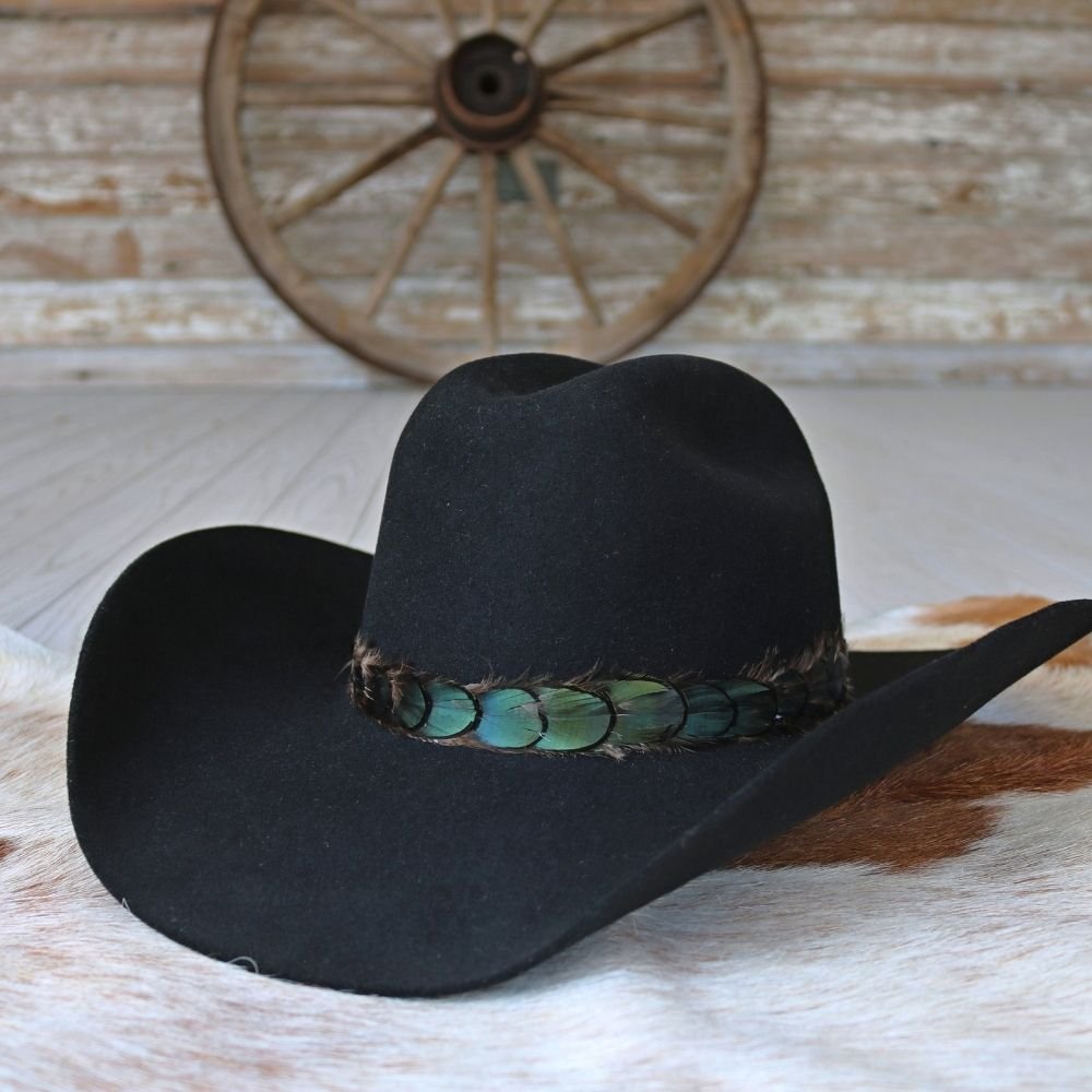Iridescent Green Feather Hat Band - Ridge