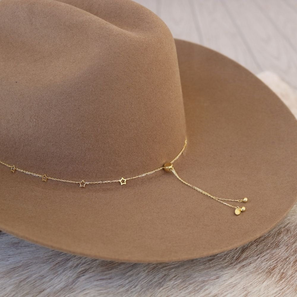 14K Gold Plated Star Chain Hat Band