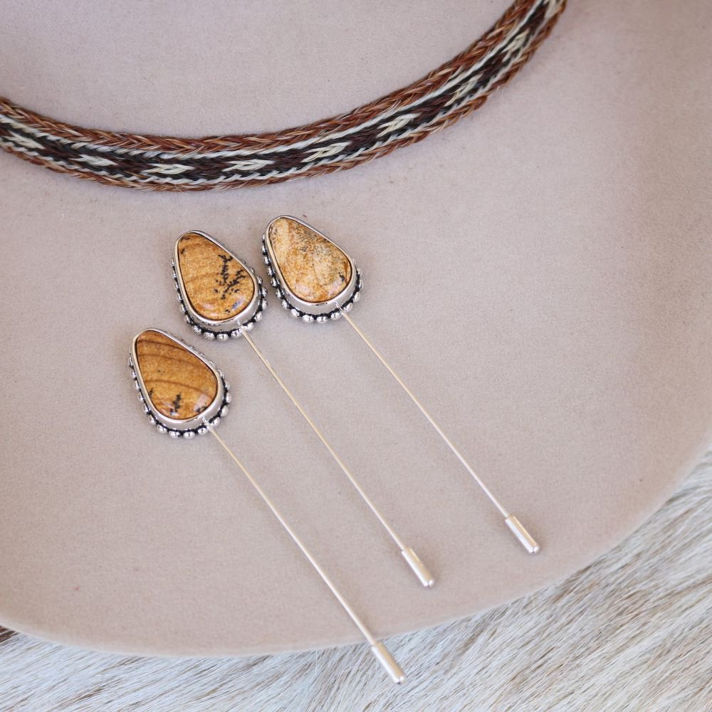 Brown Jasper Hat Pin