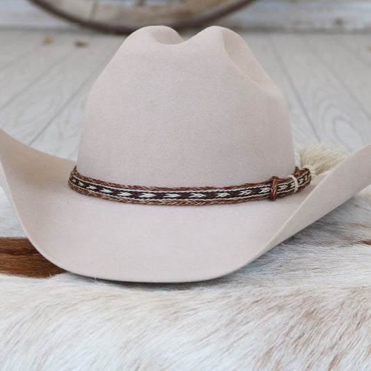 Genuine Horsehair 5 Strand Braided Hat Band with Single Tassel - Paint