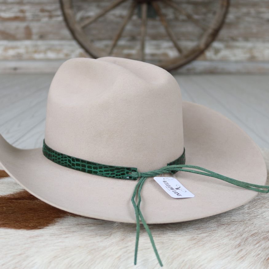Leather Hat Band – Emerald Croc