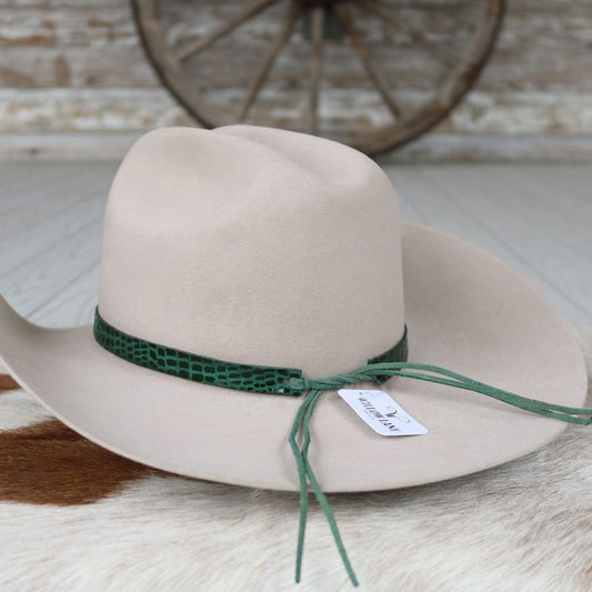 Leather Hat Band – Emerald Croc