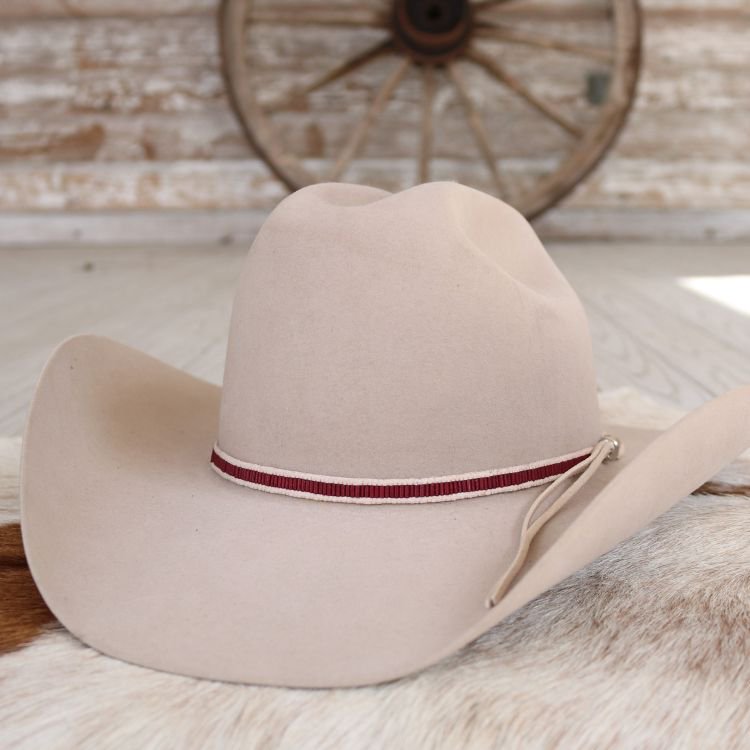 Maroon Lane Stitch Beaded Hat Band