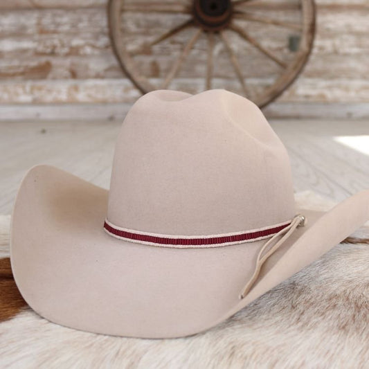 Maroon Lane Stitch Beaded Hat Band