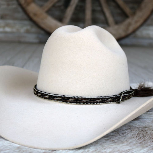 Genuine Horsehair 5 Strand Braided Hat Band with Single Tassel - Stormy