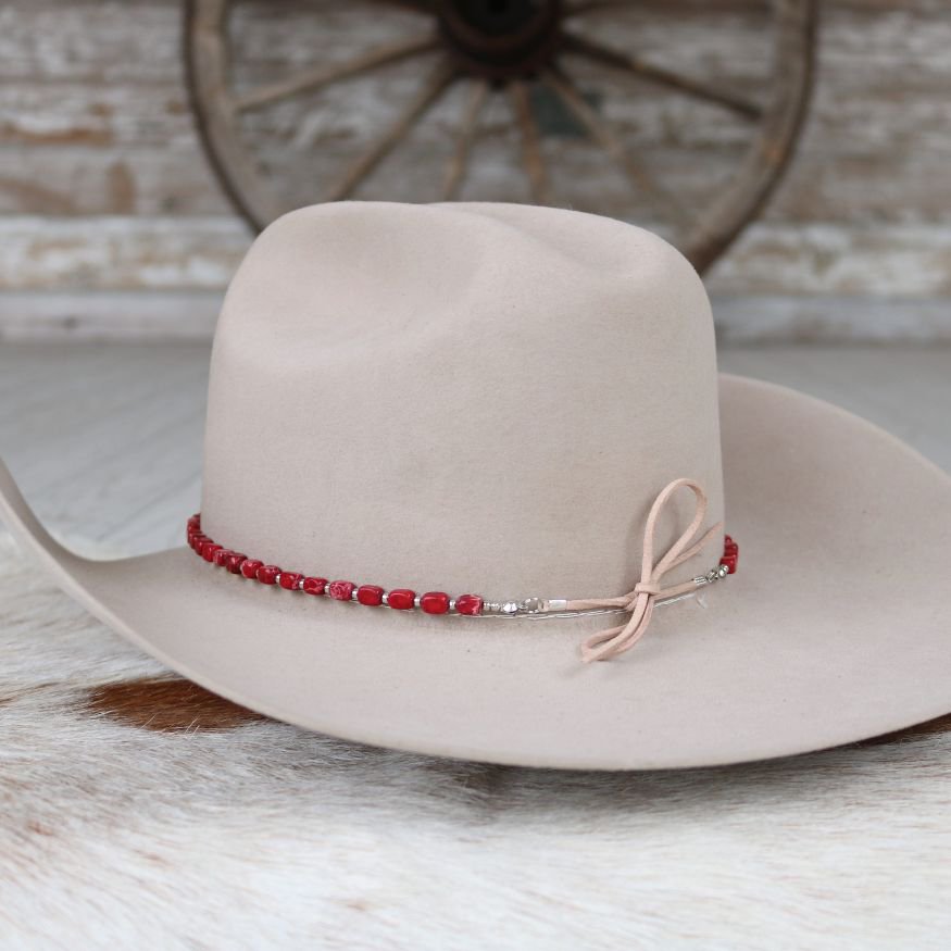 Chunky Red Stone Hat Band - Ember