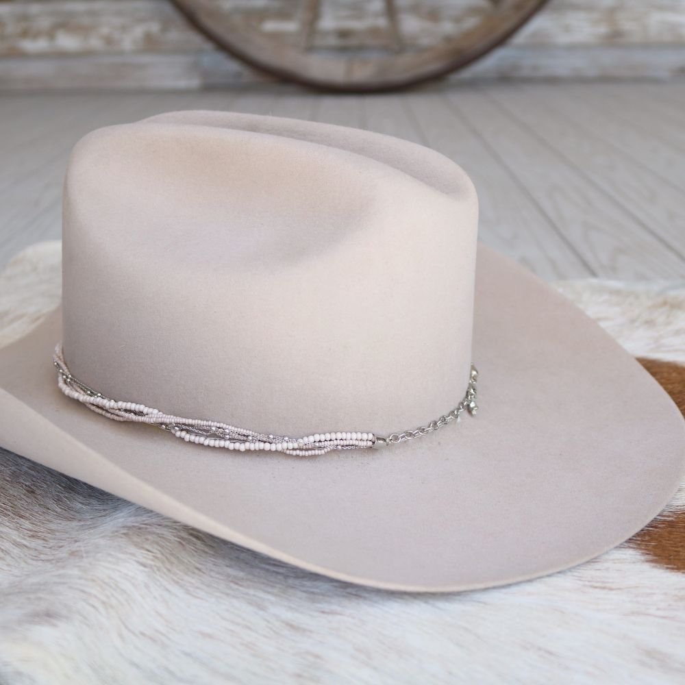 Cream Multi-Strand Beaded Hat Band