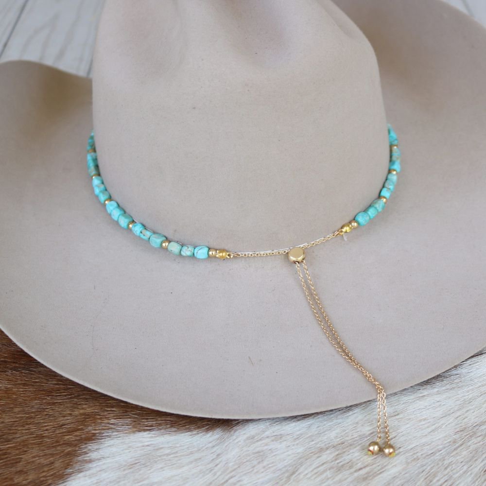 Chunky Turquoise Stone Hat Band - Ellis