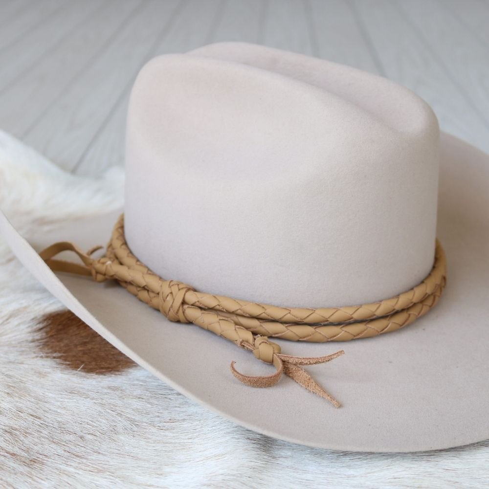 Tan Braided Leather Hat Band