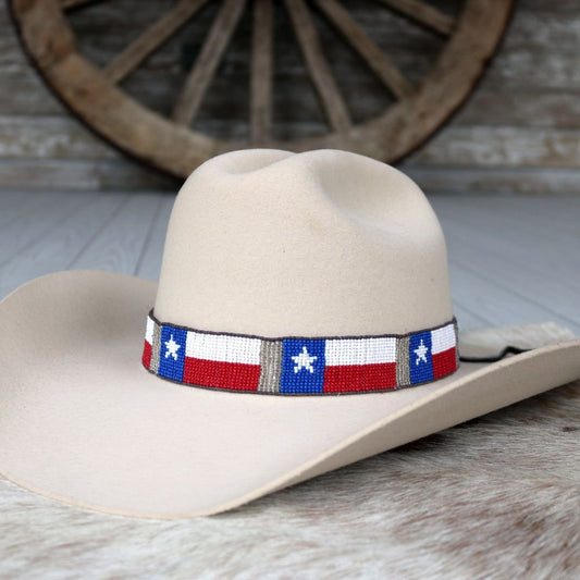 Texas Flag Beaded Hat Band