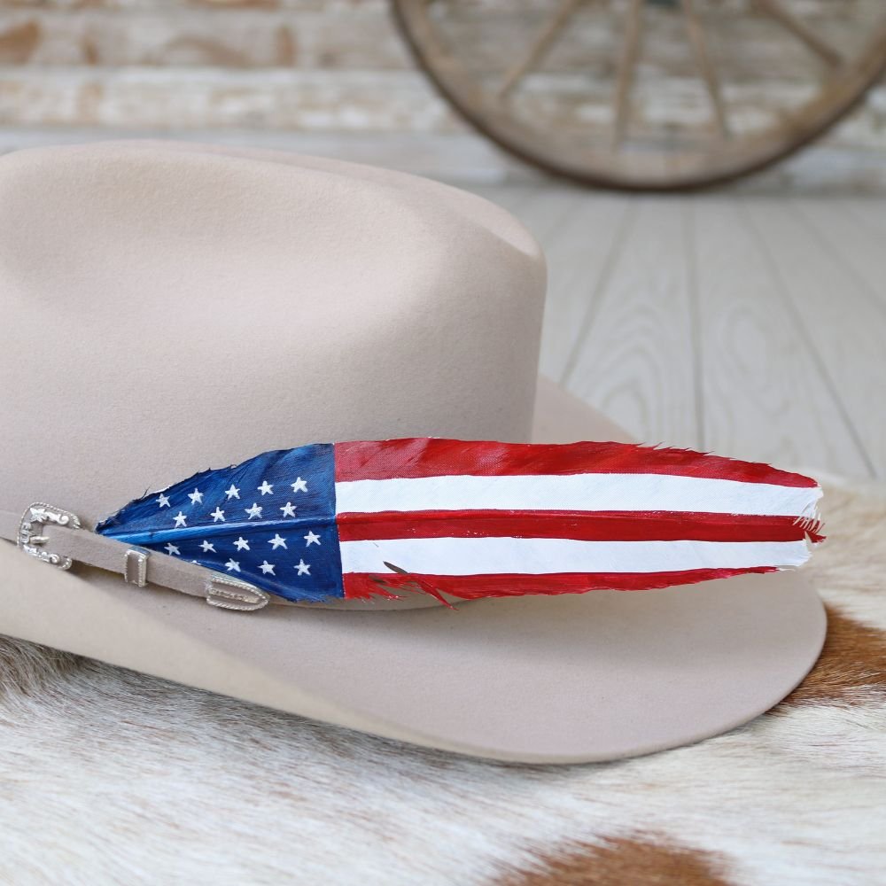 American Flag Painted Turkey Hat Feather