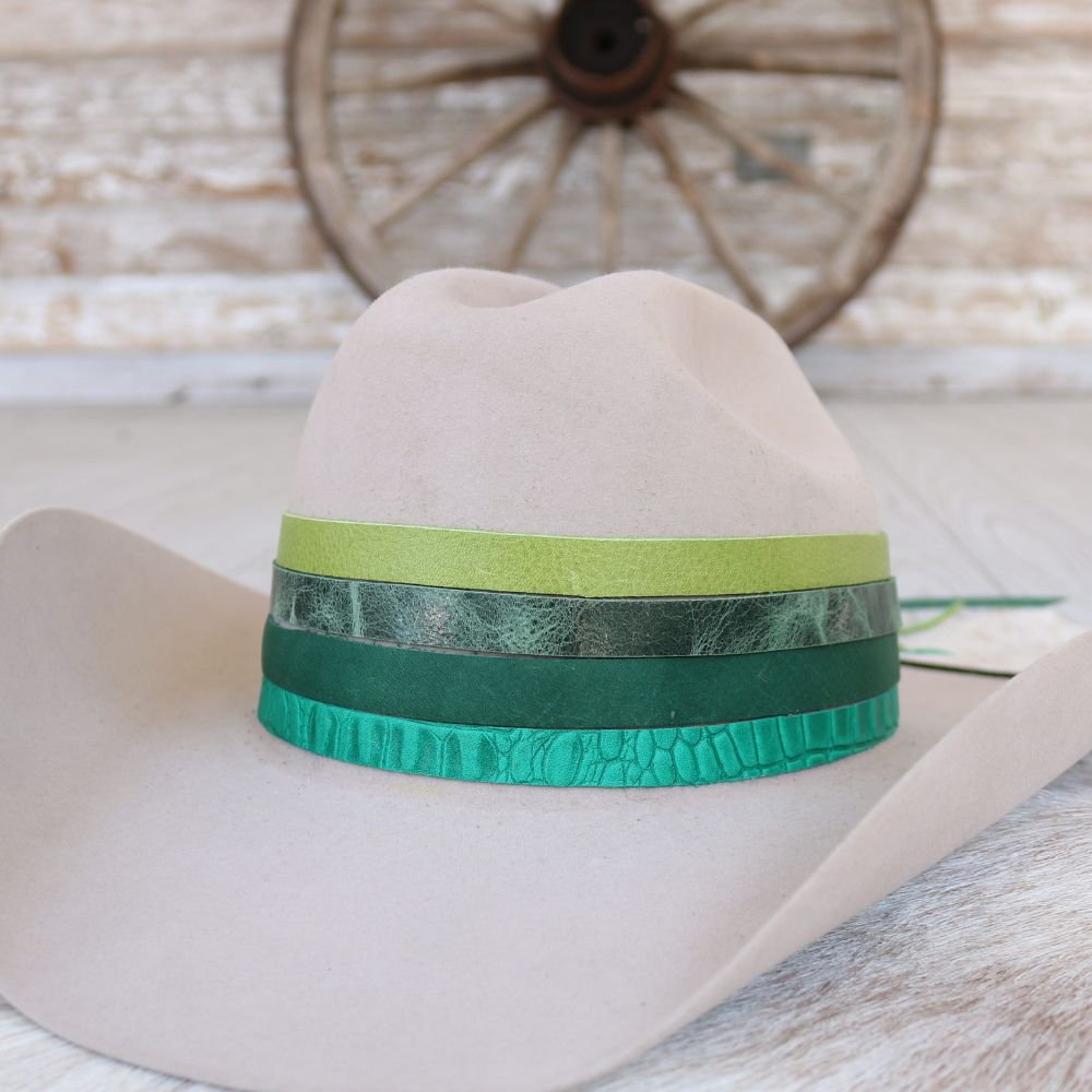 Green Leather Hat Band Variety Pack – 4 Pack