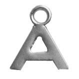 a silver letter on a white background