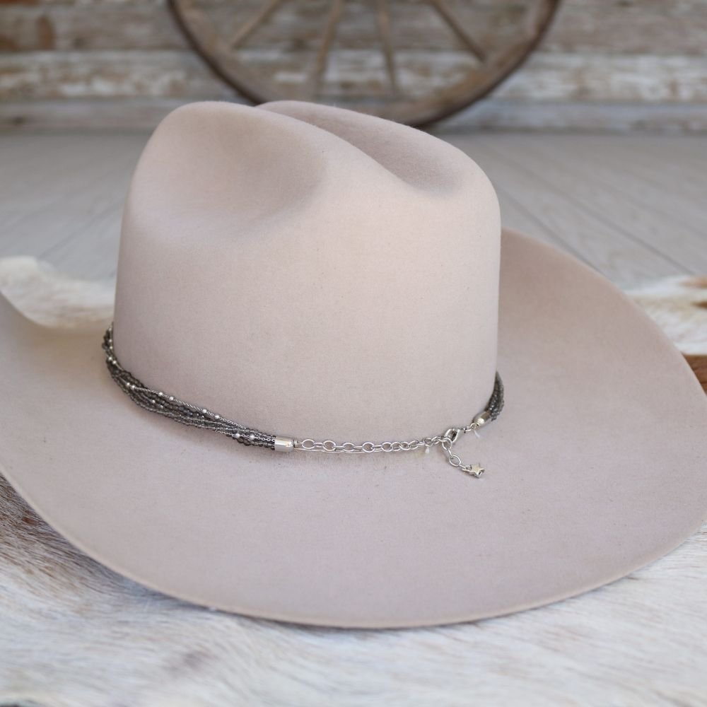 Smoke Grey Multi-Strand Beaded Hat Band