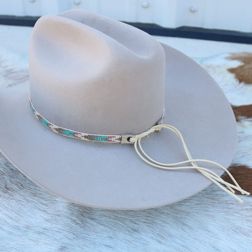 Blue Chevron Beaded Hat Band