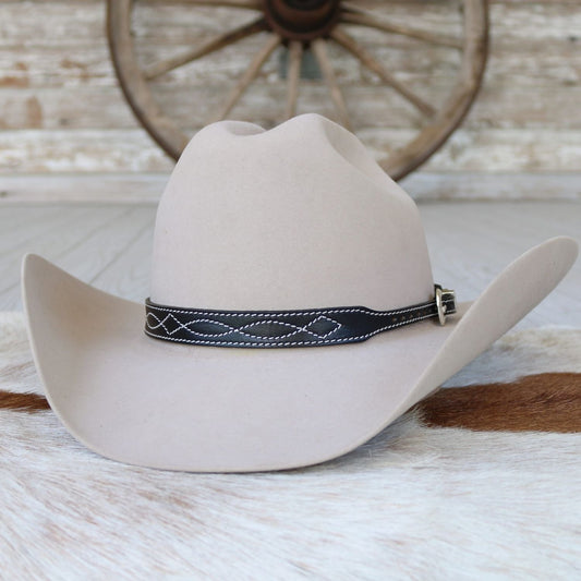Black Leather Boot Stitch Hat Band