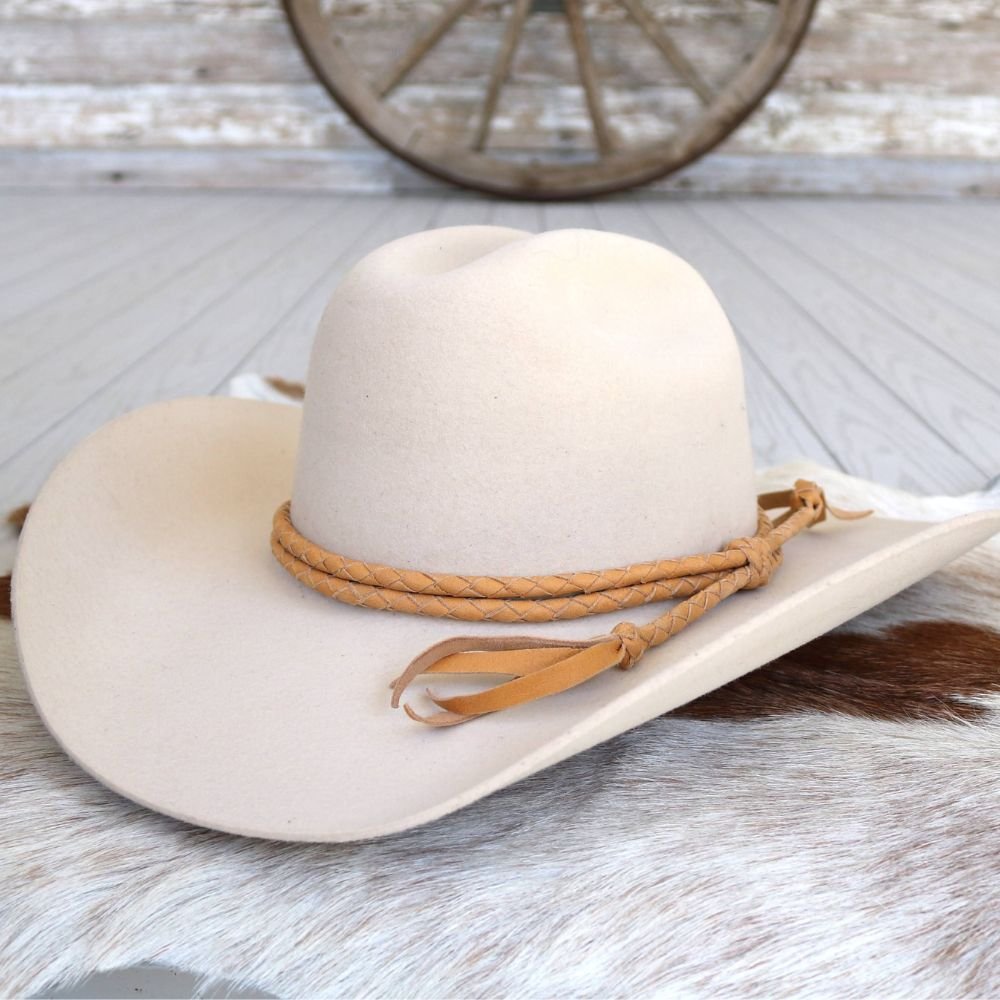 Butterscotch Braided Leather Hat Band