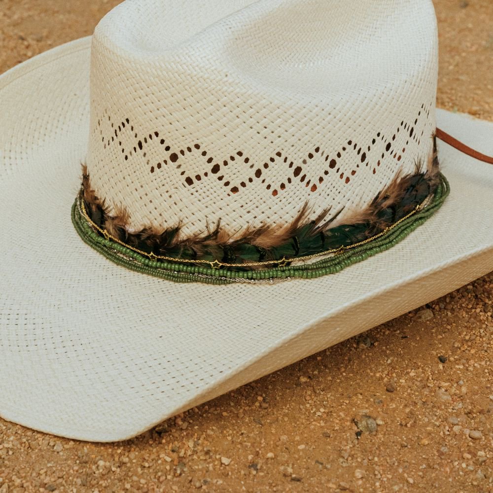 Green Multi-Strand Beaded Hat Band