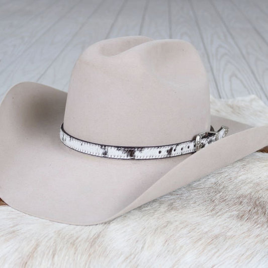 Cowhide Hat Band with Silver Buckle - Stockton