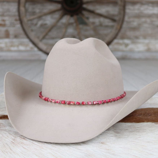 Chunky Pink Rose Stone Hat Band - Blush