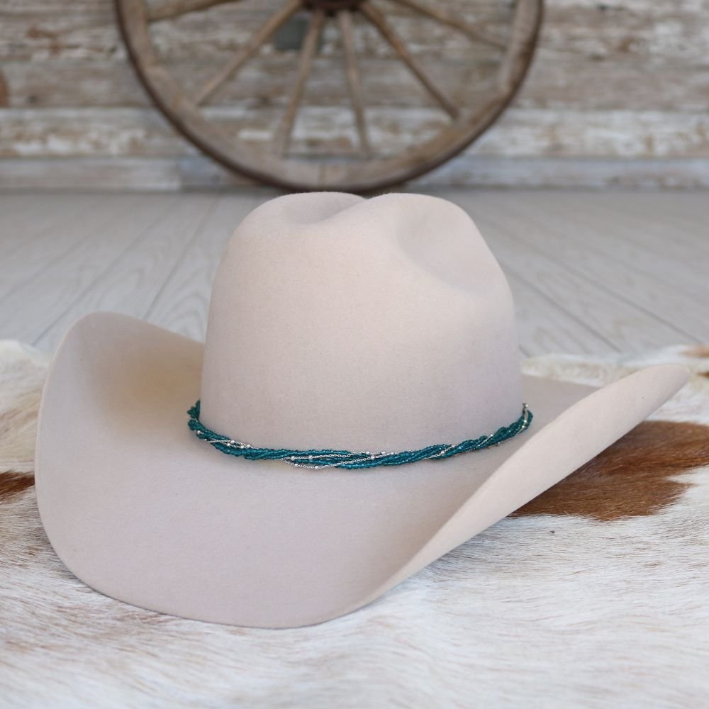 Teal Multi-Strand Beaded Hat Band