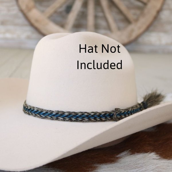 Horsehair Braided Blue Single Tassel Hat Band - Caleb