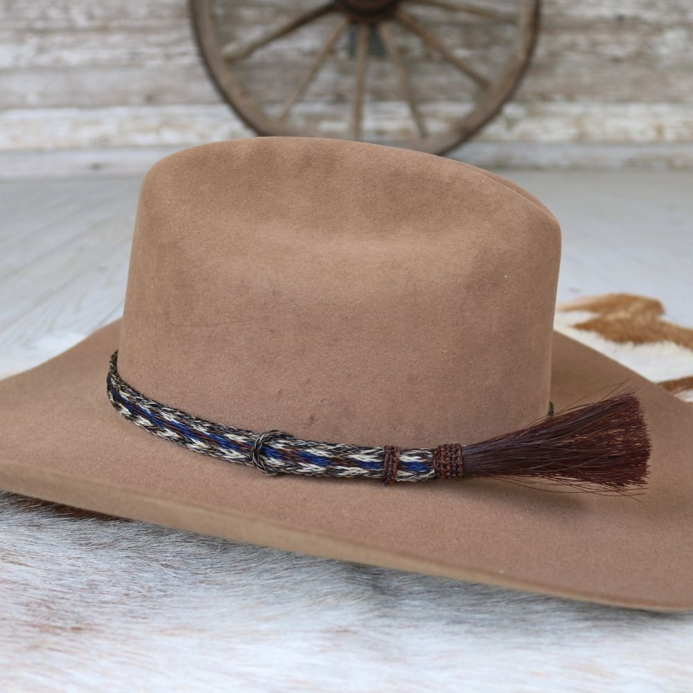 Horsehair Blue Braided Tassel Hat Band - Cobalt