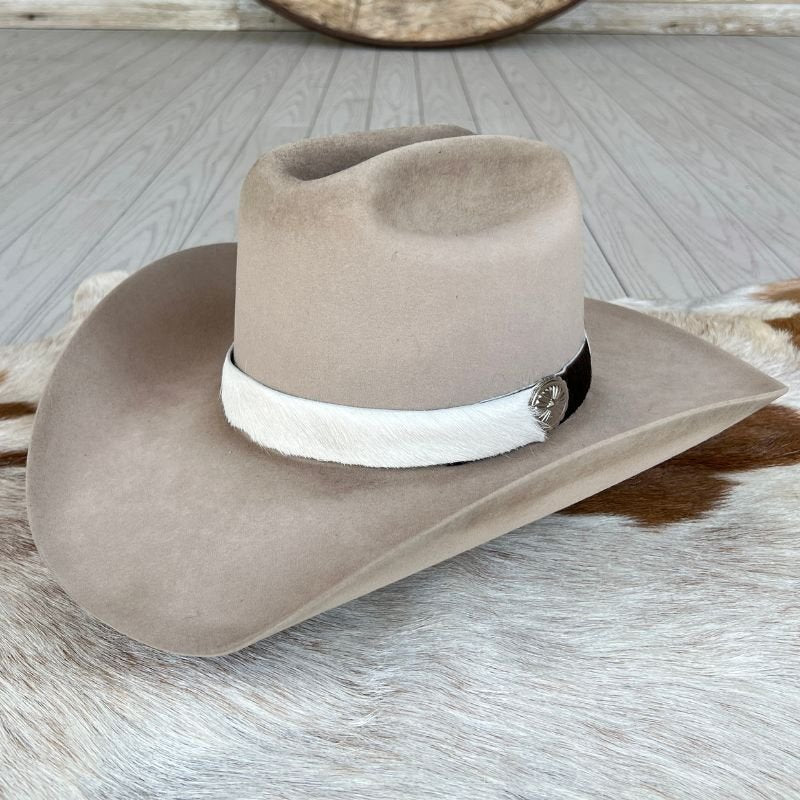 Cowhide Hat Band - Dark Brown & White