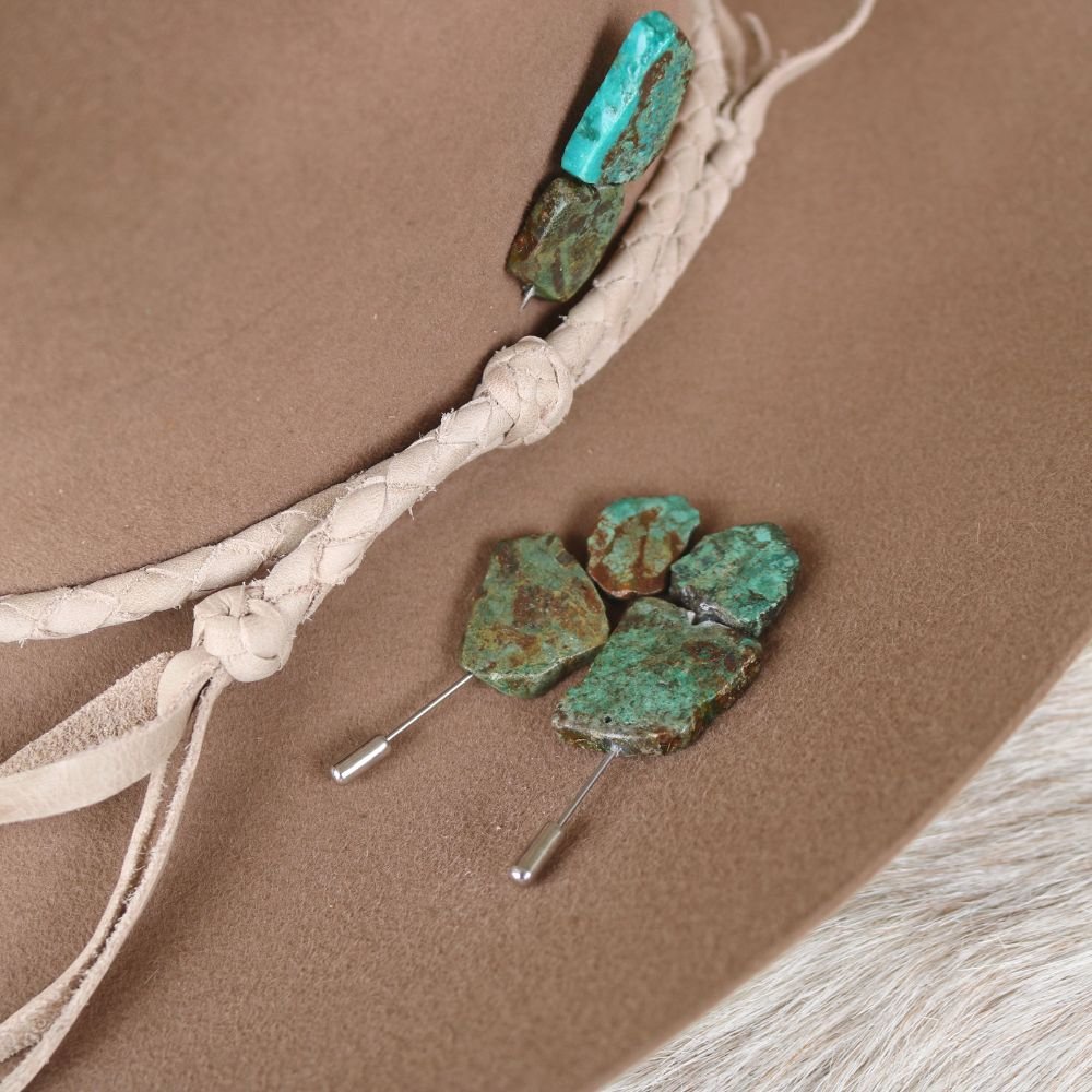 Stacked Natural Turquoise Hat Stick Pin