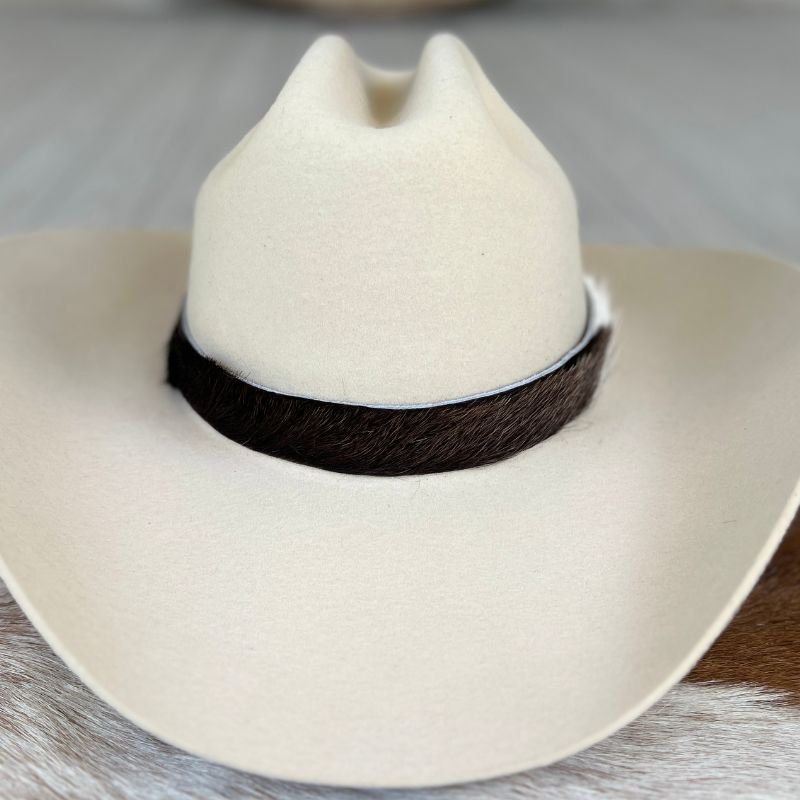 Cowhide Hat Band - Black Brown & White