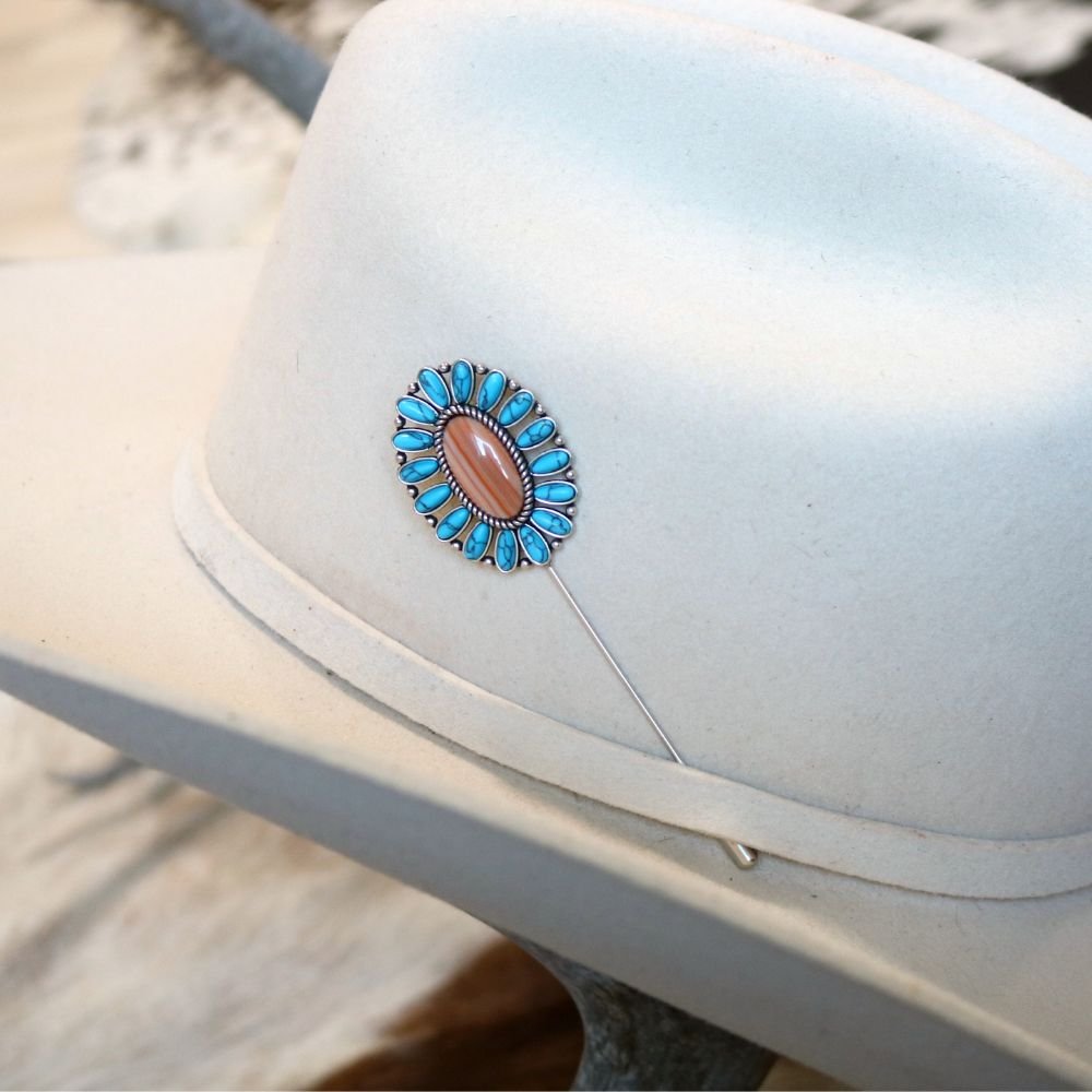 Oval Stick Hat Pin - Desert Flame