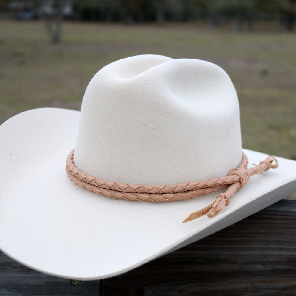 Tan Braided Leather Hat Band