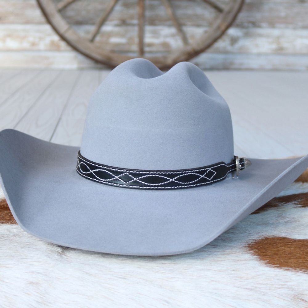 Black Leather Boot Stitch Hat Band