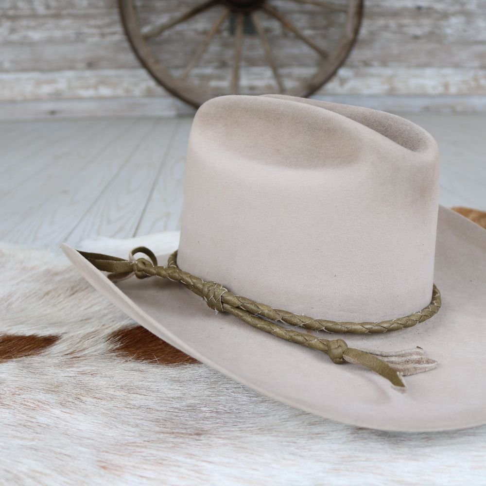 Olive Braided Leather Hat Band
