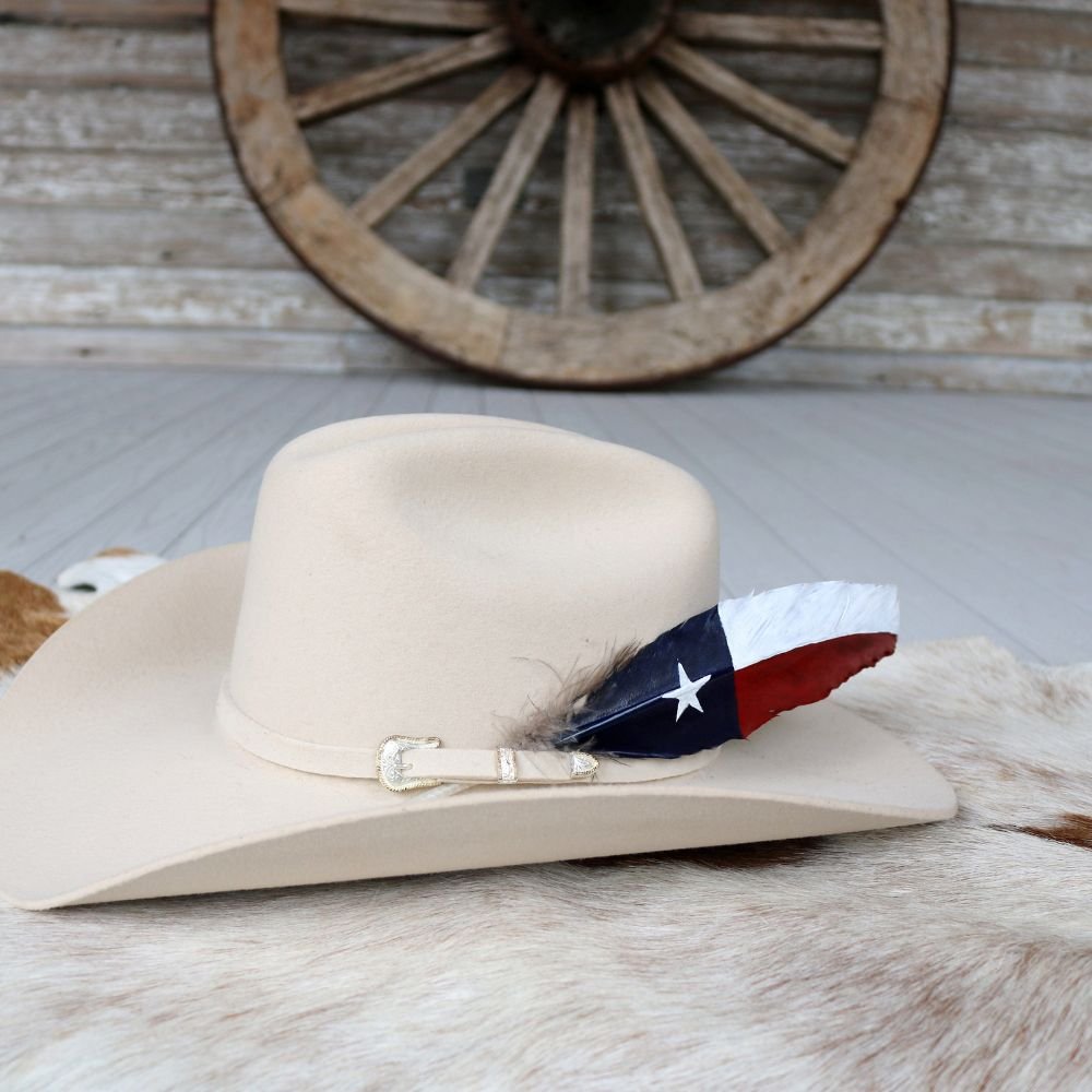 Texas Flag Painted Turkey Hat Feather