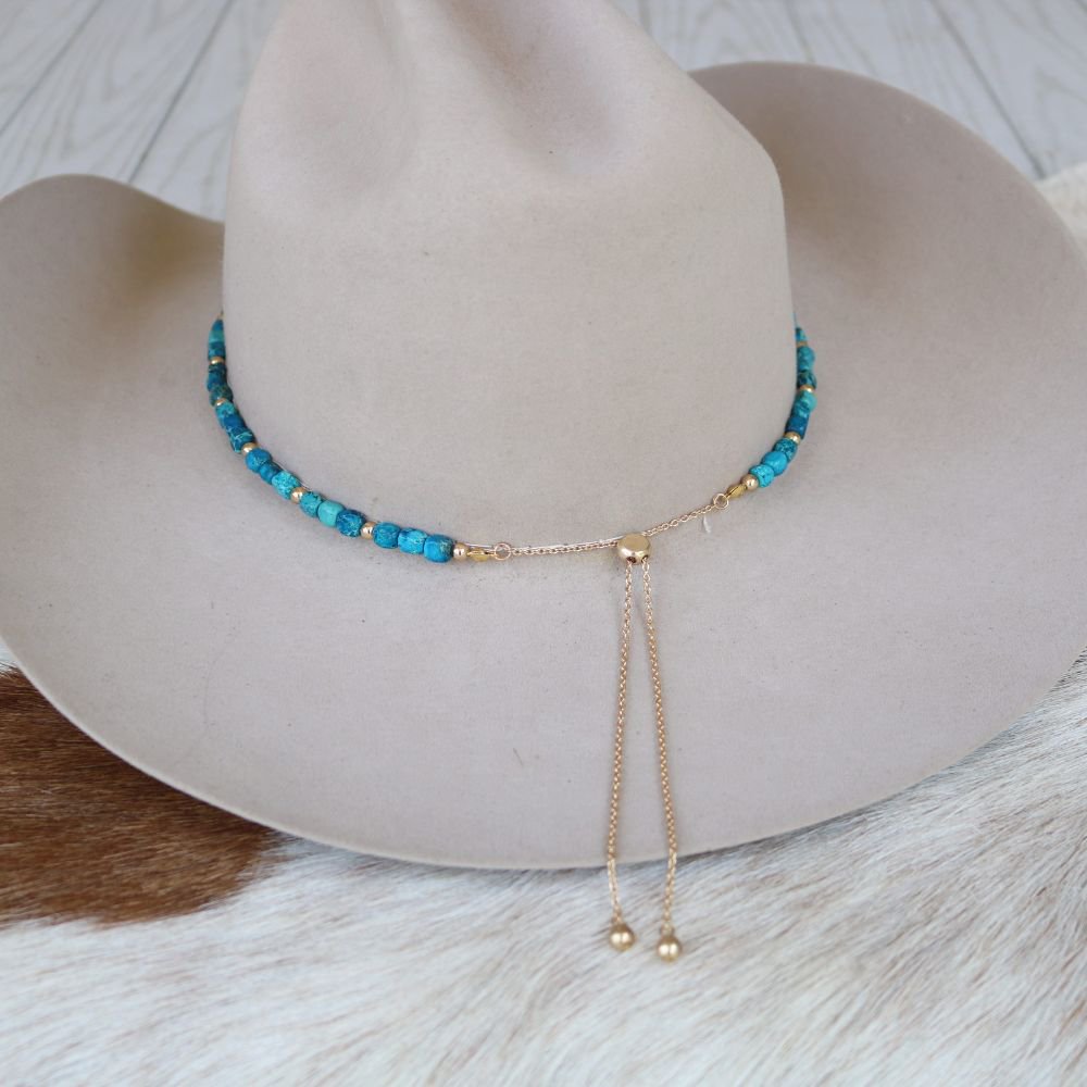 Chunky Deep Blue Stone Hat Band - Briggs