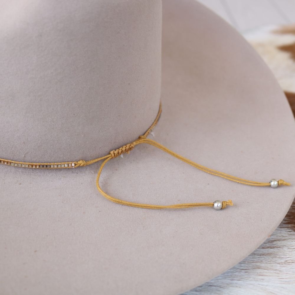 Thin Metallic Beaded Hat Band