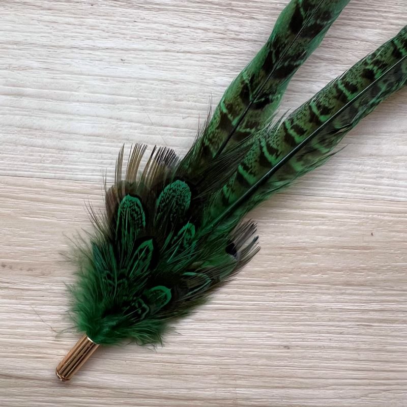 Western Feather Hat Pin Green