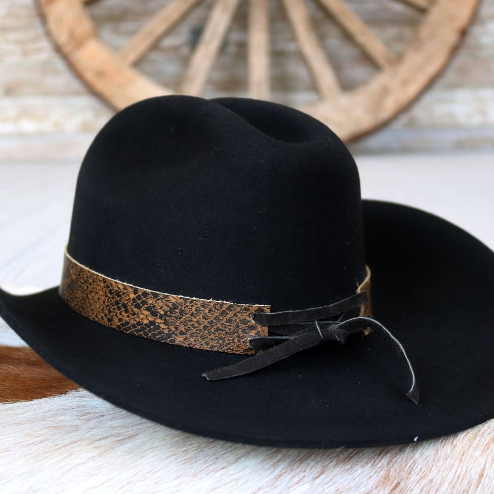 Brown Snake Print Leather Hat Band