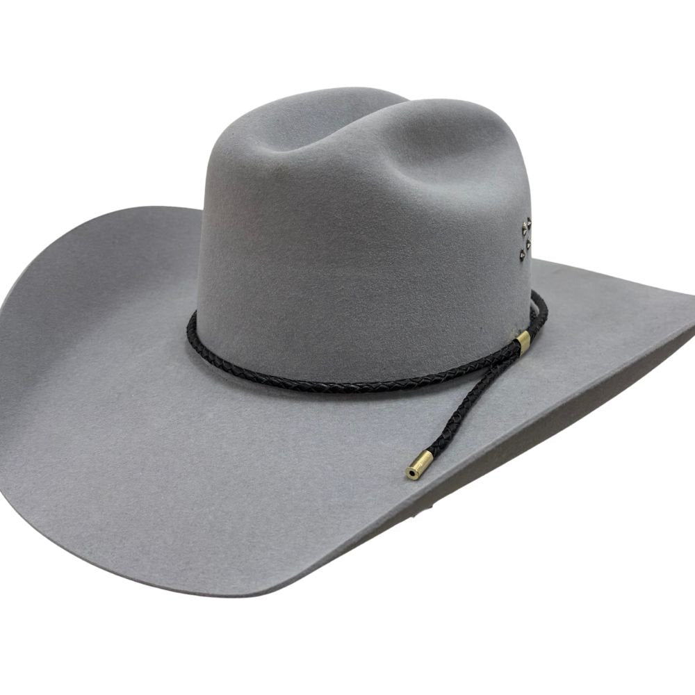 Black Braided Leather Hat Band with Gold Slide Closure